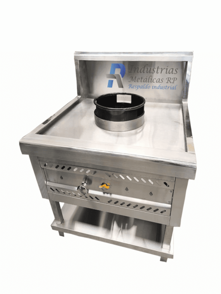 Estufa WOK Industrial de 1 Puesto en Acero Inoxidable